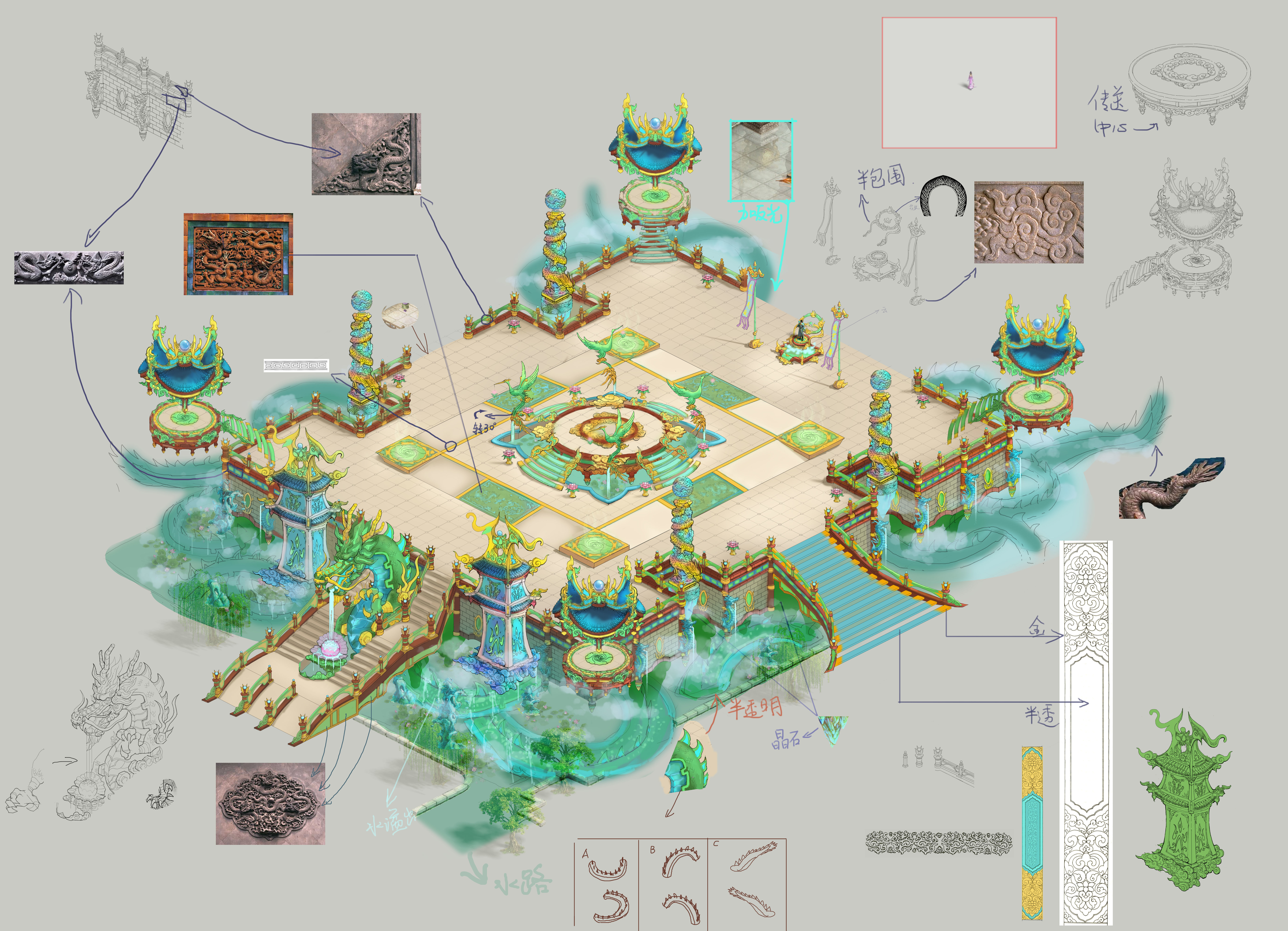 Large City Square - Tower 3D model_1