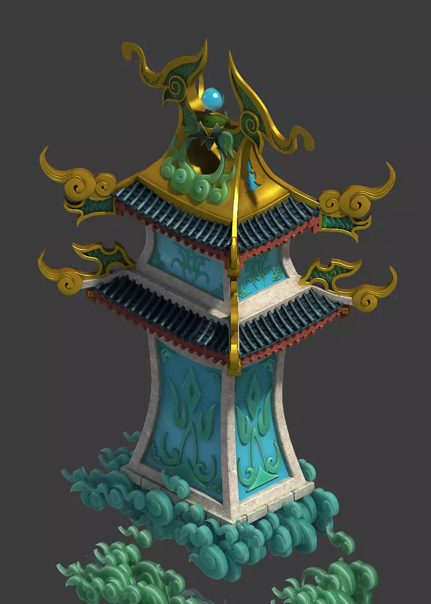 Large City Square - Tower 3D model_0