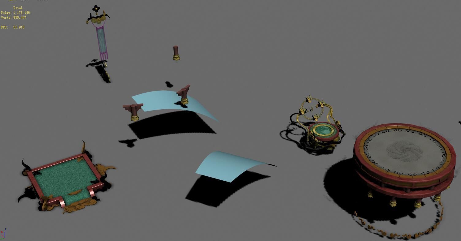 Large city square - flagpole - table 3D model_3