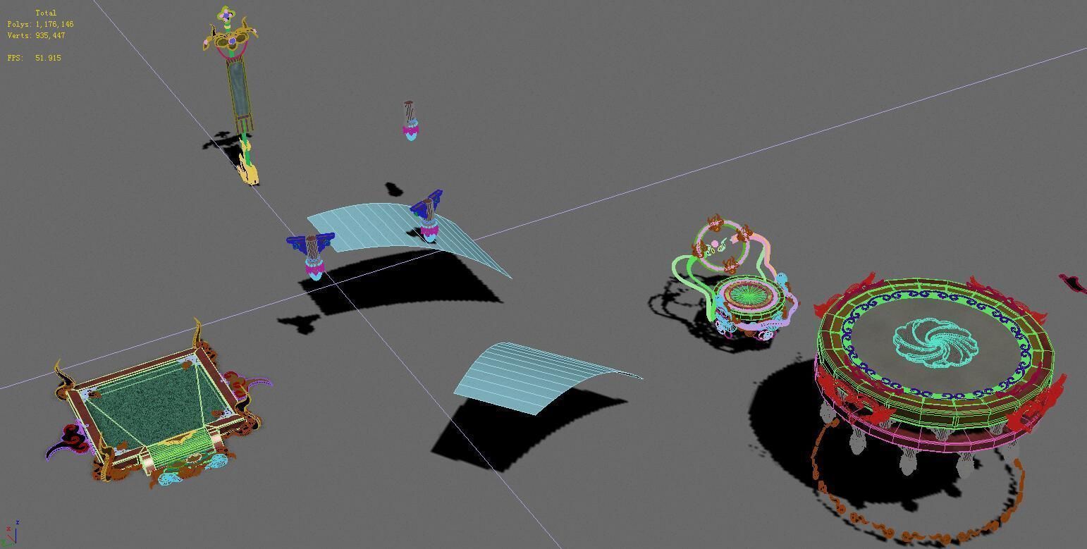 Large city square - flagpole - table 3D model_2