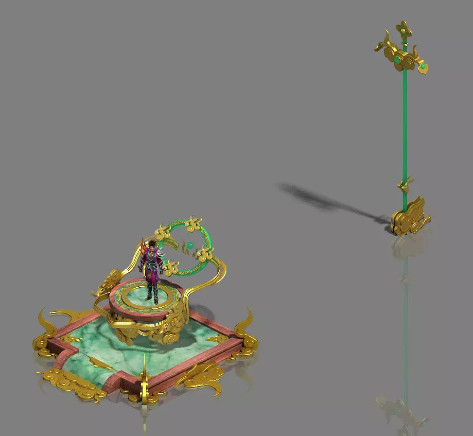 Large city square - flagpole - table 3D model_0