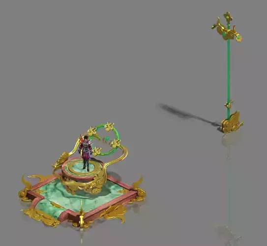 Large city square - flagpole - table