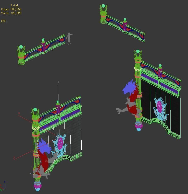 Large city square - fence 3D model_2