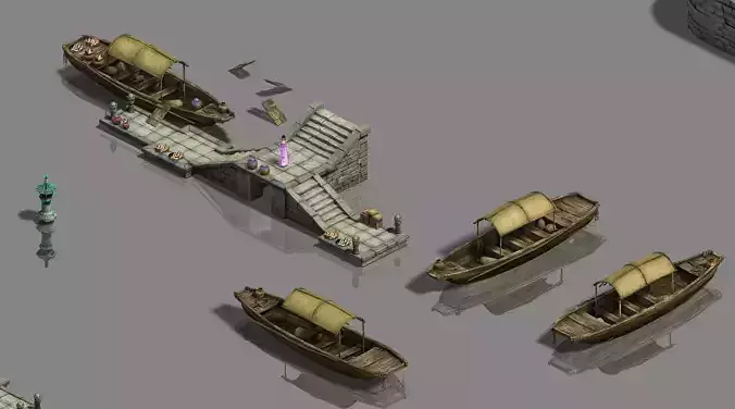 Large city - river fence - dock