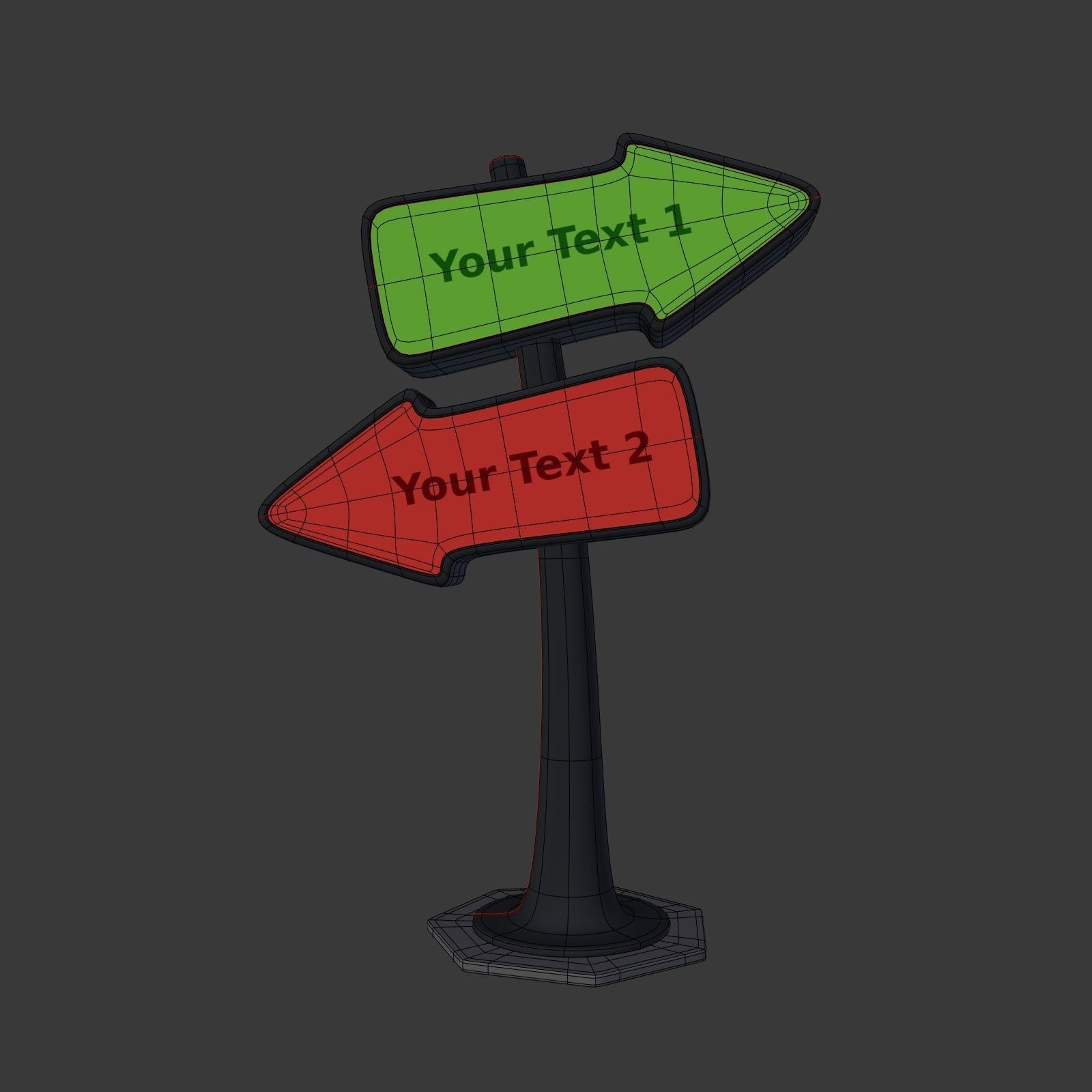 Cartoon Street Signs Low-poly 3D model_2