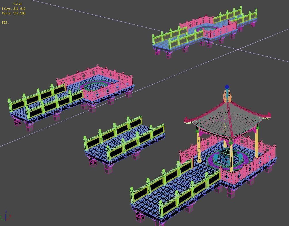 Large City - Water Corridor Stone Bridge 3D model_5