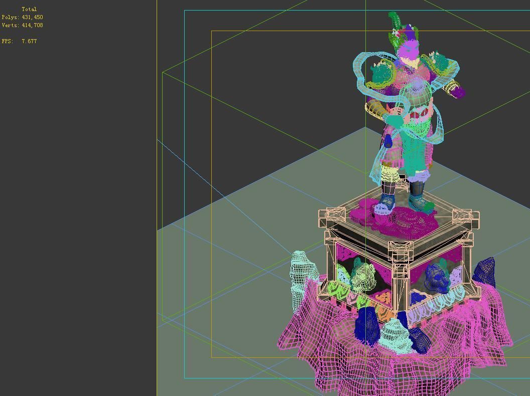 Game model - large statue stone carving 3D model_1