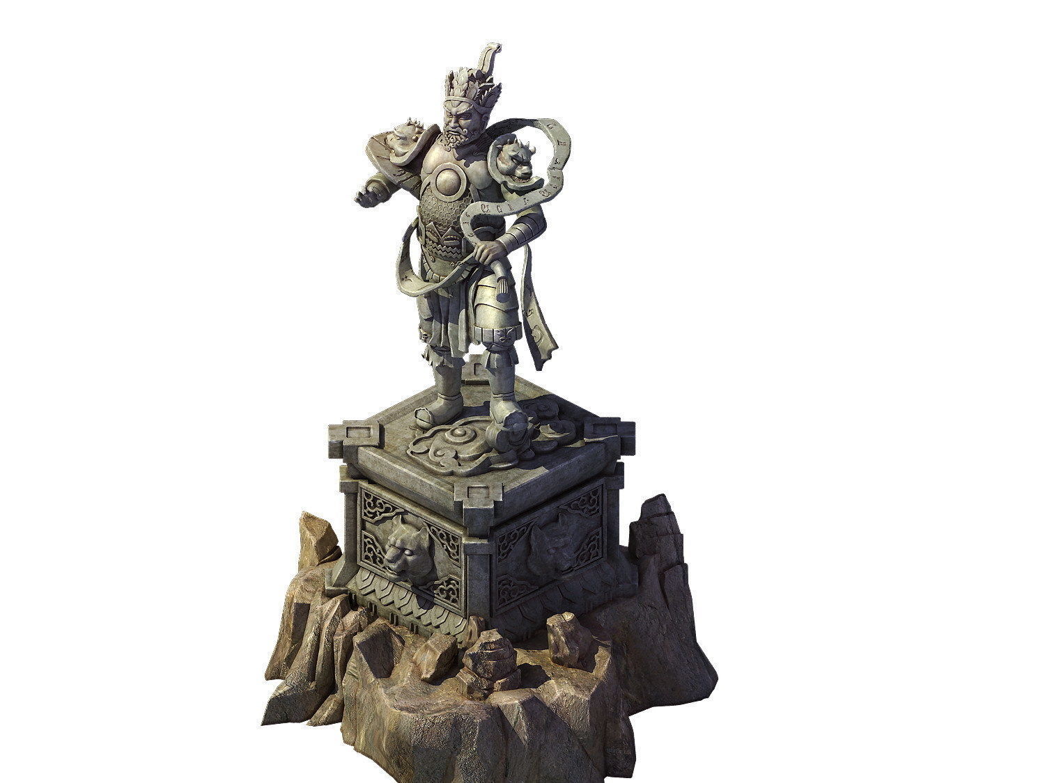 Game model - large statue stone carving 3D model_2