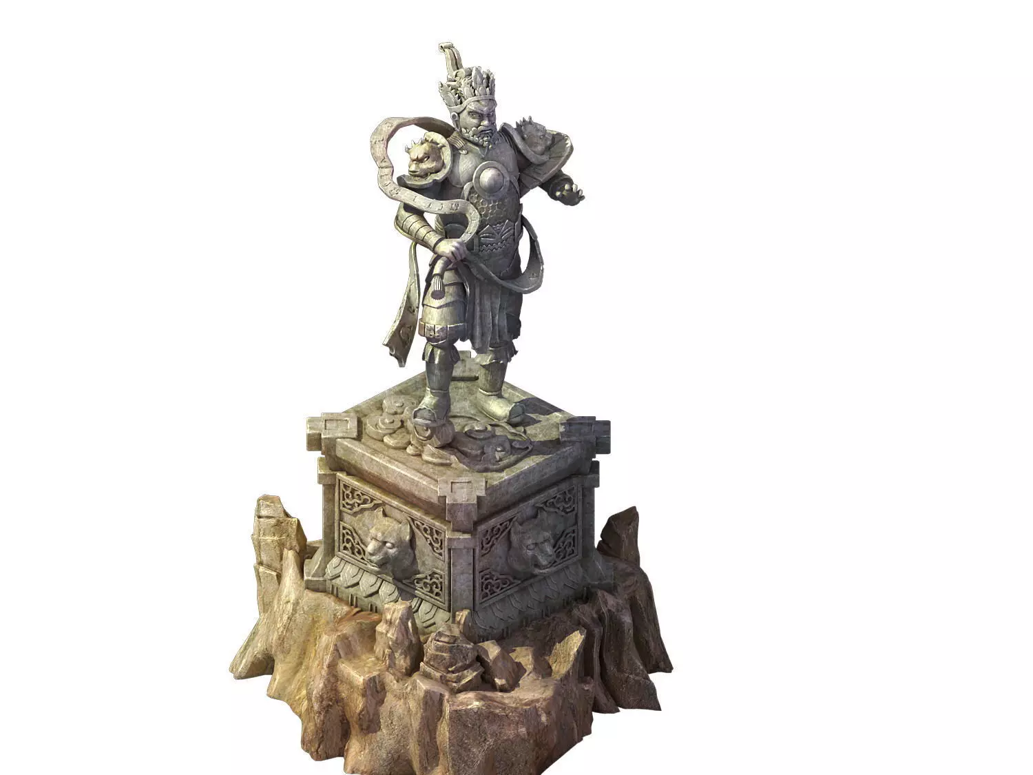 Game model - large statue stone carving 3D model_0
