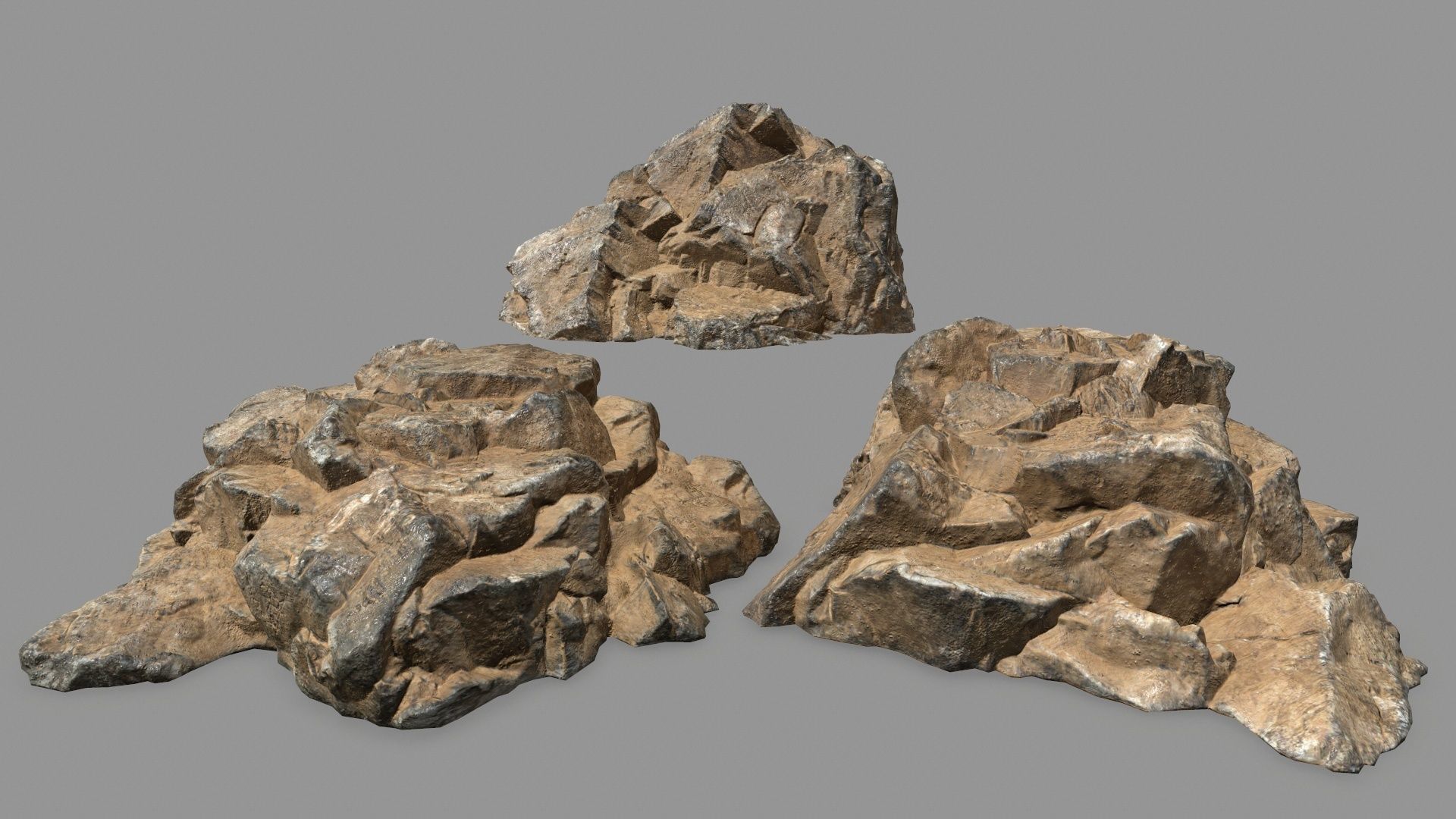 Rock Set Low-poly 3D model_1