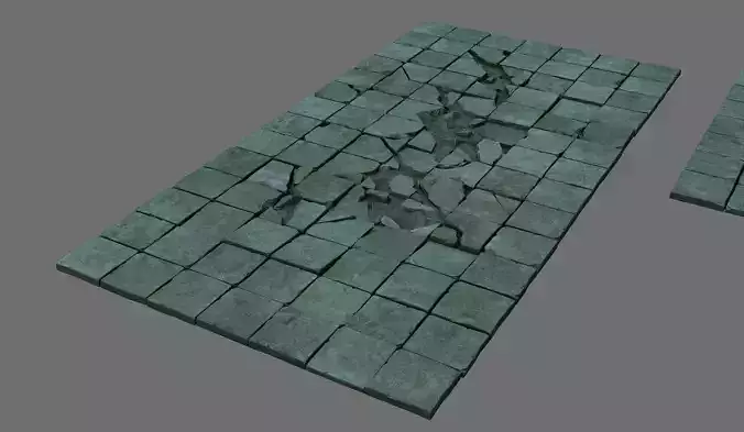 The surface is broken