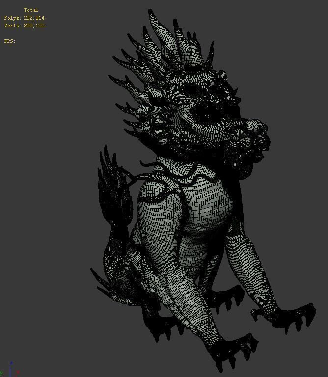 Volcano Ridge - unicorn stone statue 3D model_3