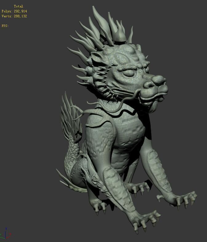 Volcano Ridge - unicorn stone statue 3D model_4