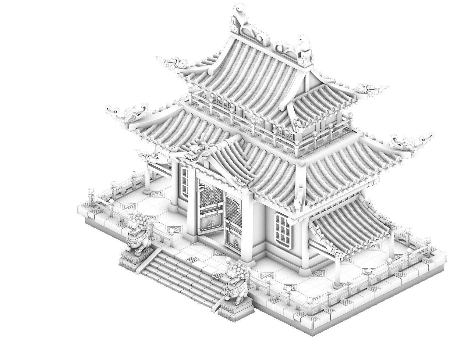 Volcano Hill - Palace Architecture 02 3D model_2