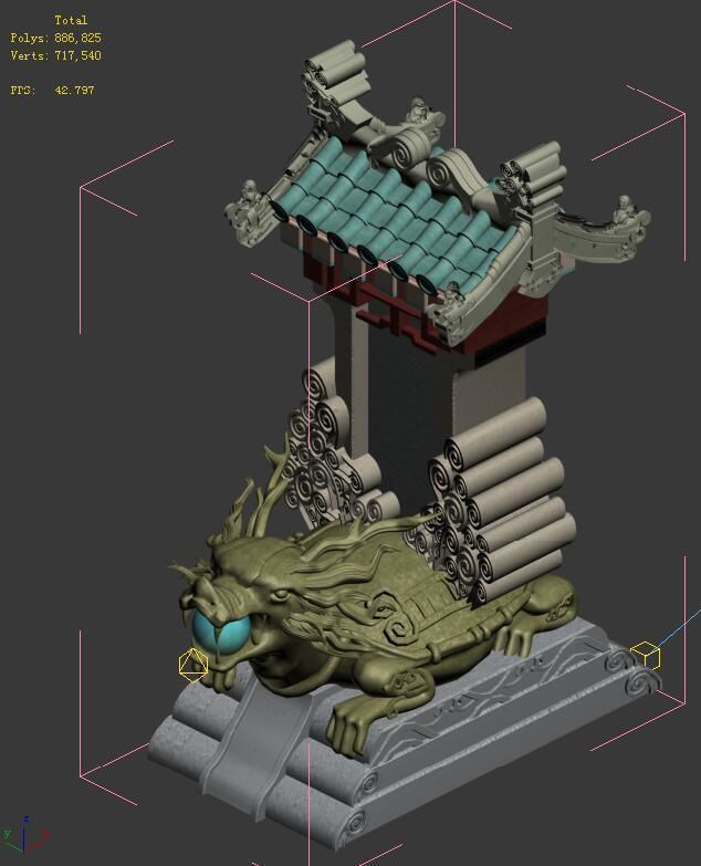 Fushun Mountain - Dragon Turtle Stone 3D model_5