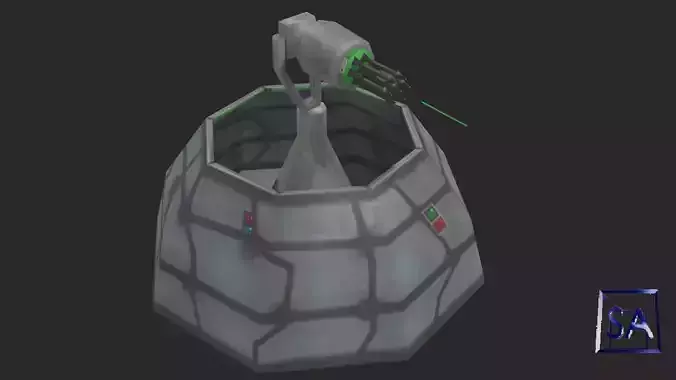 Defense Laser Gun Tower Low-poly 3D model