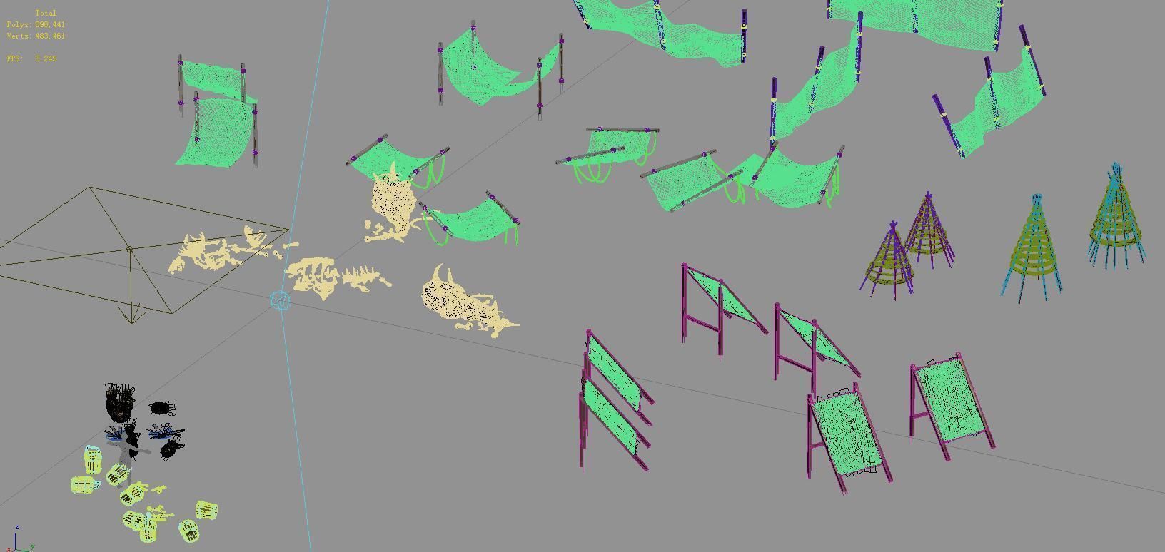 hing tools - animal bones - casks - fishing nets 3D model_3