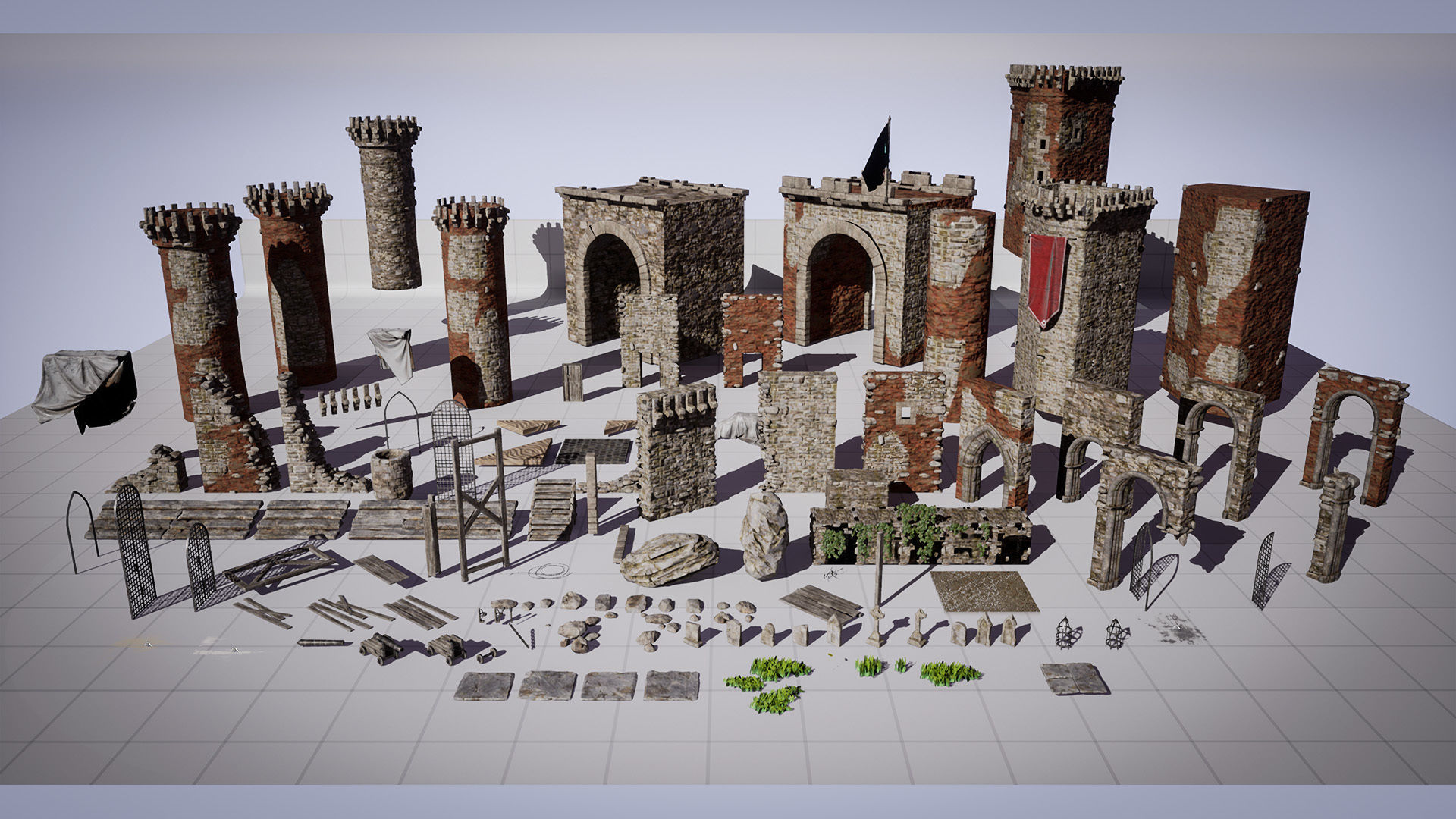 Fantasy Medieval Castle Kit Low-poly 3D model_9
