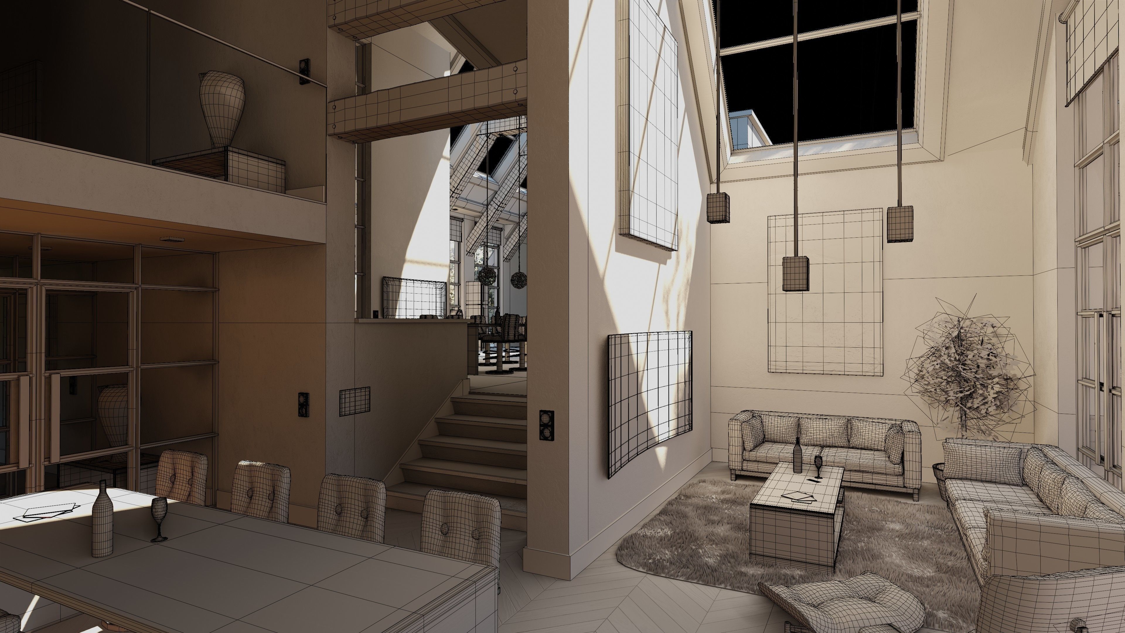 Blender Eevee Modern Villa Low-poly 3D model_44