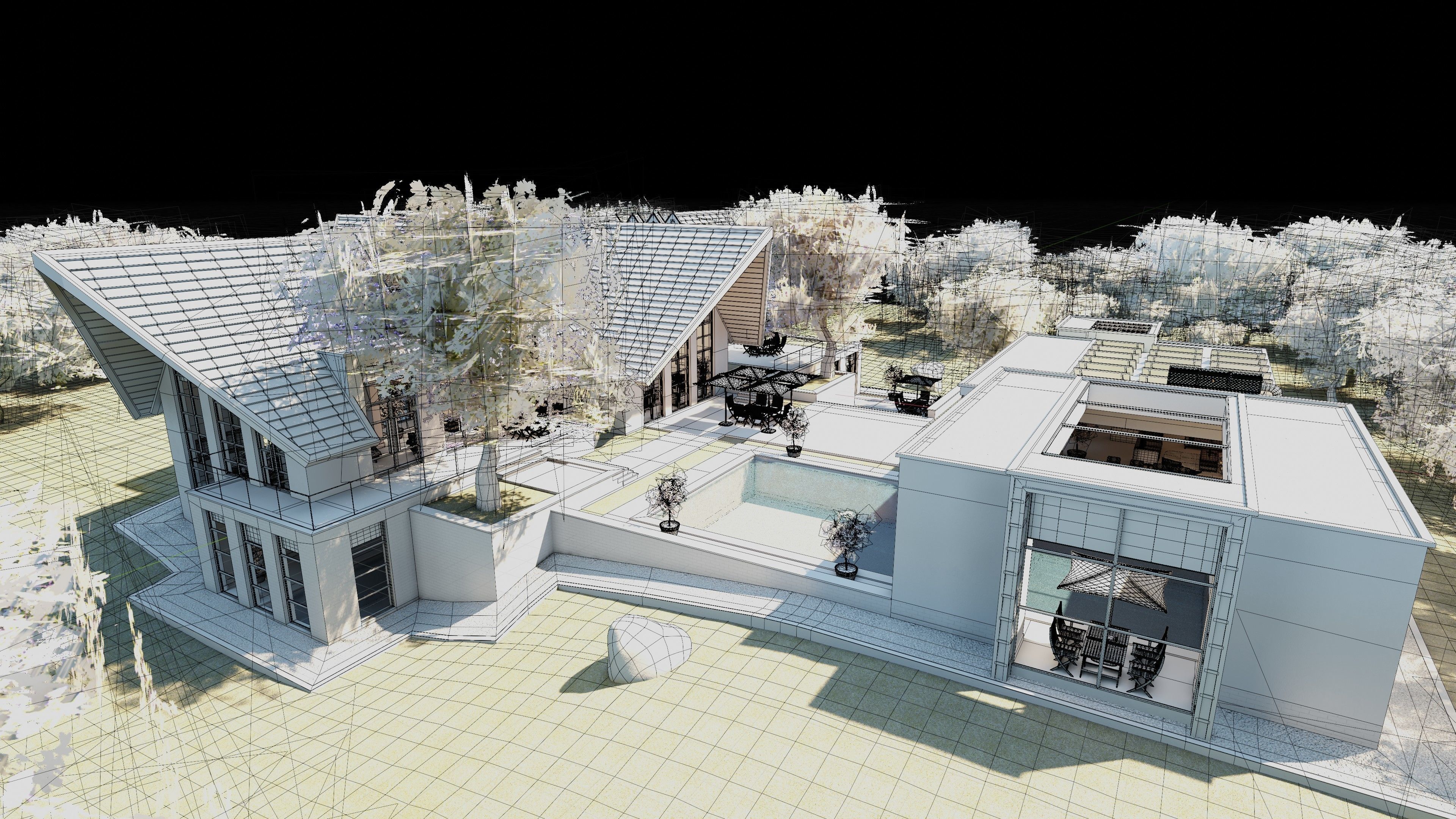 Blender Eevee Modern Villa Low-poly 3D model_46