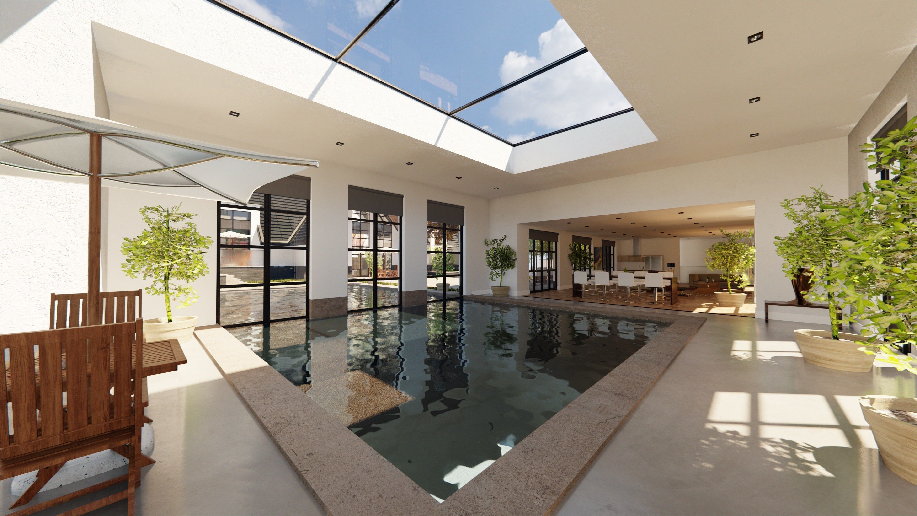 Blender Eevee Modern Villa Low-poly 3D model_17