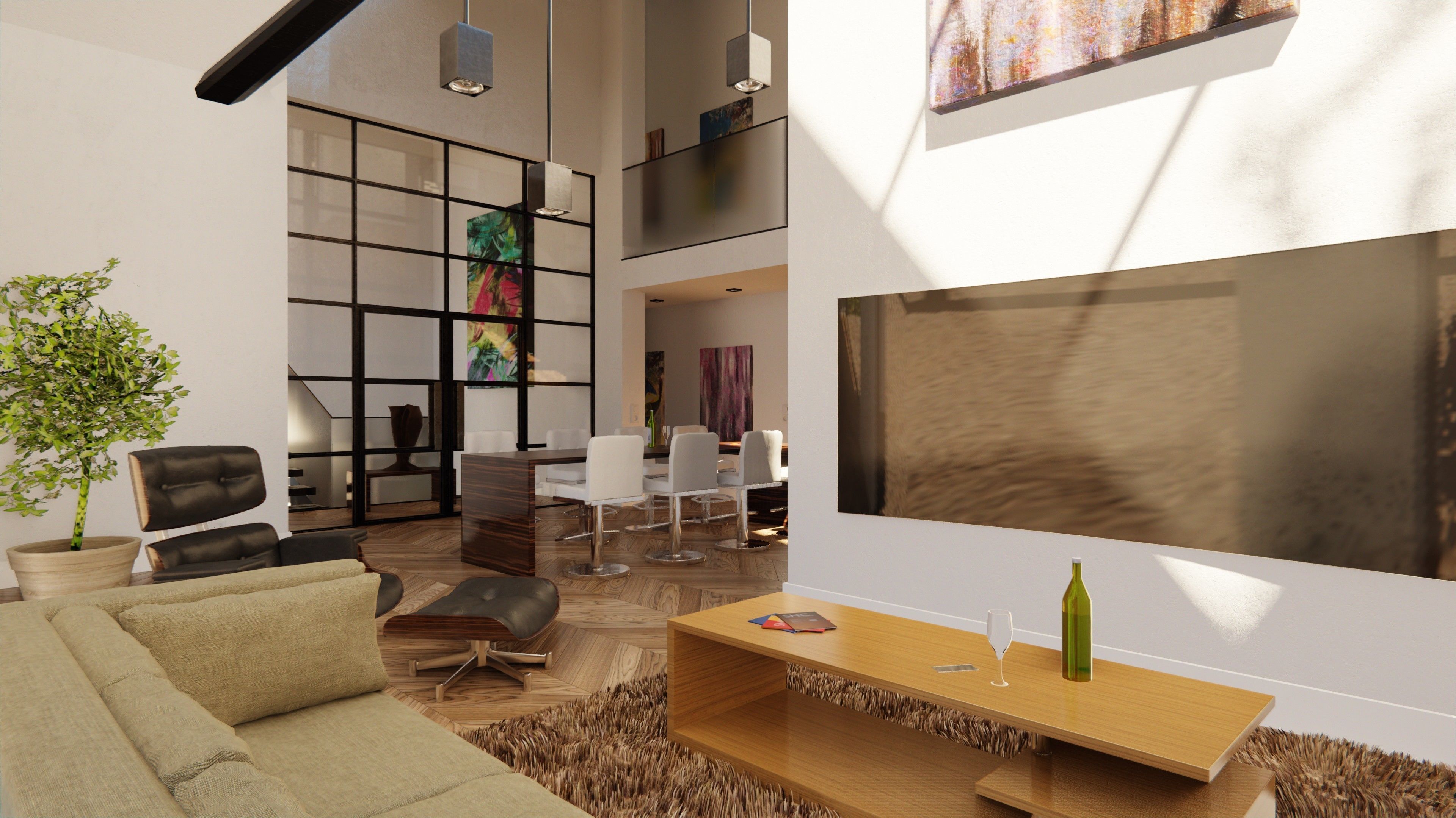 Blender Eevee Modern Villa Low-poly 3D model_36