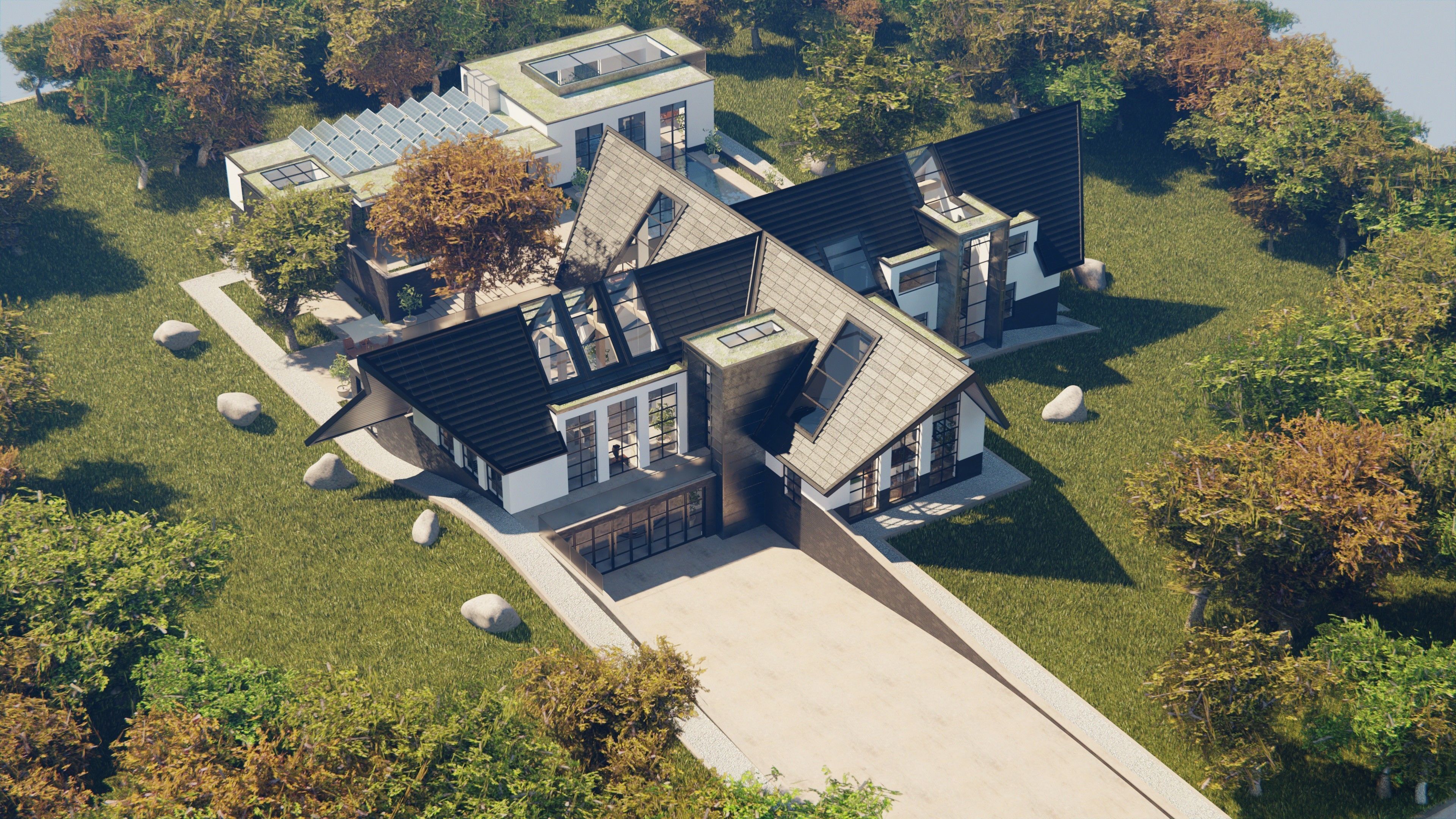 Blender Eevee Modern Villa Low-poly 3D model_10