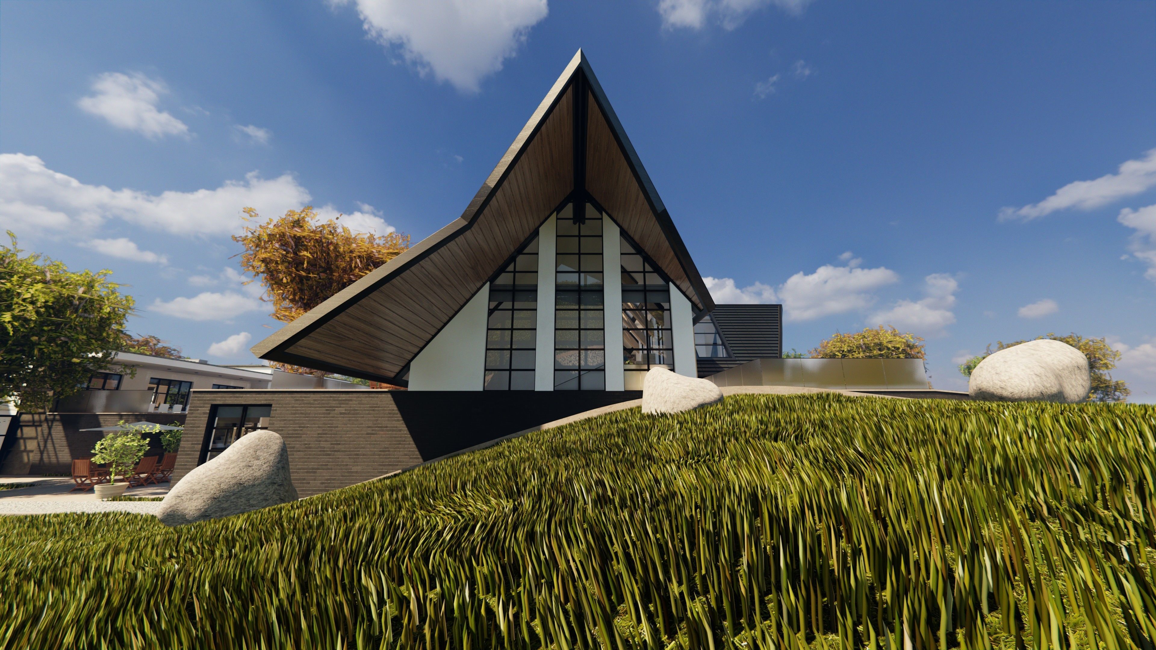 Blender Eevee Modern Villa Low-poly 3D model_7