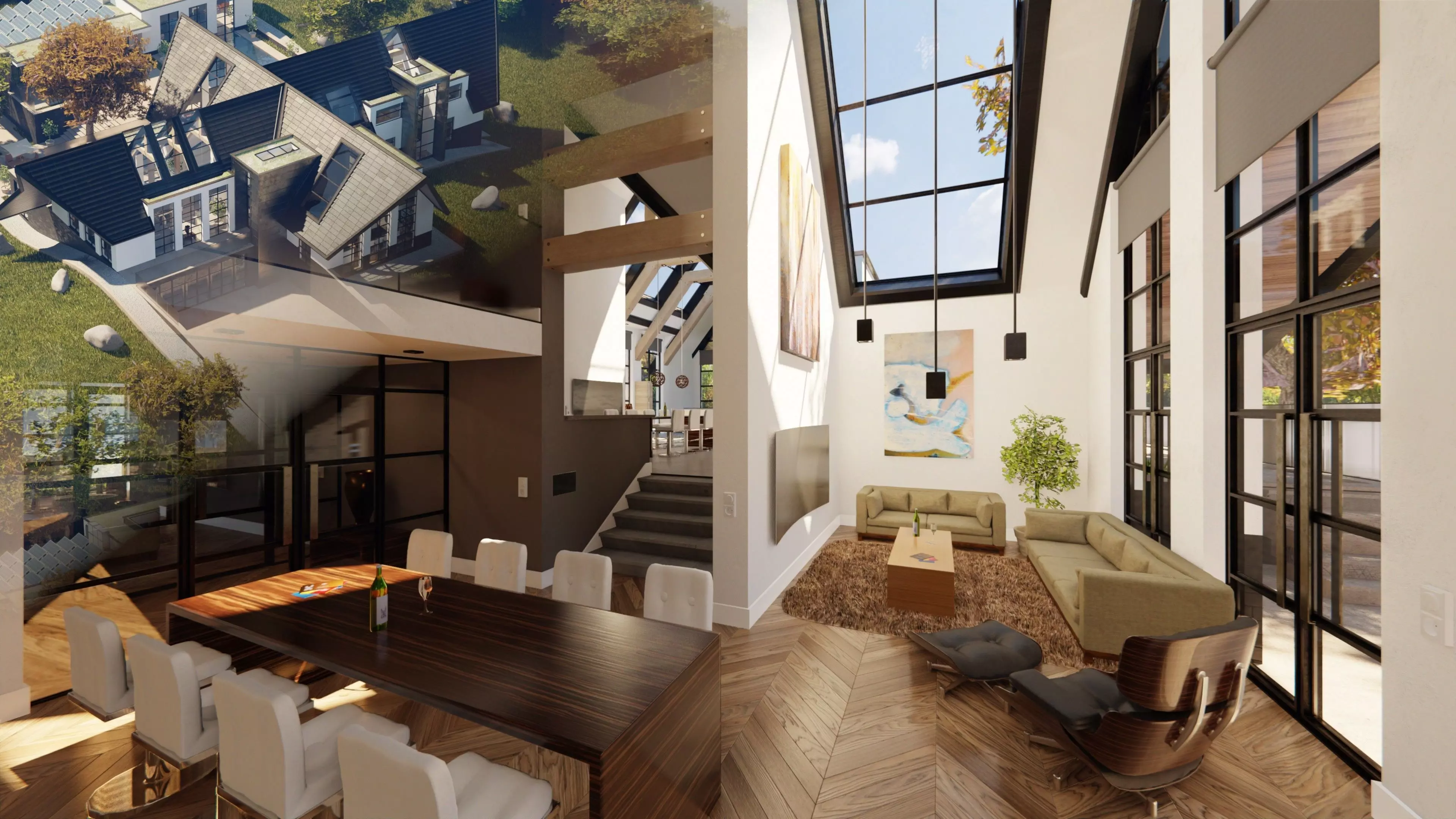 Blender Eevee Modern Villa Low-poly 3D model_0