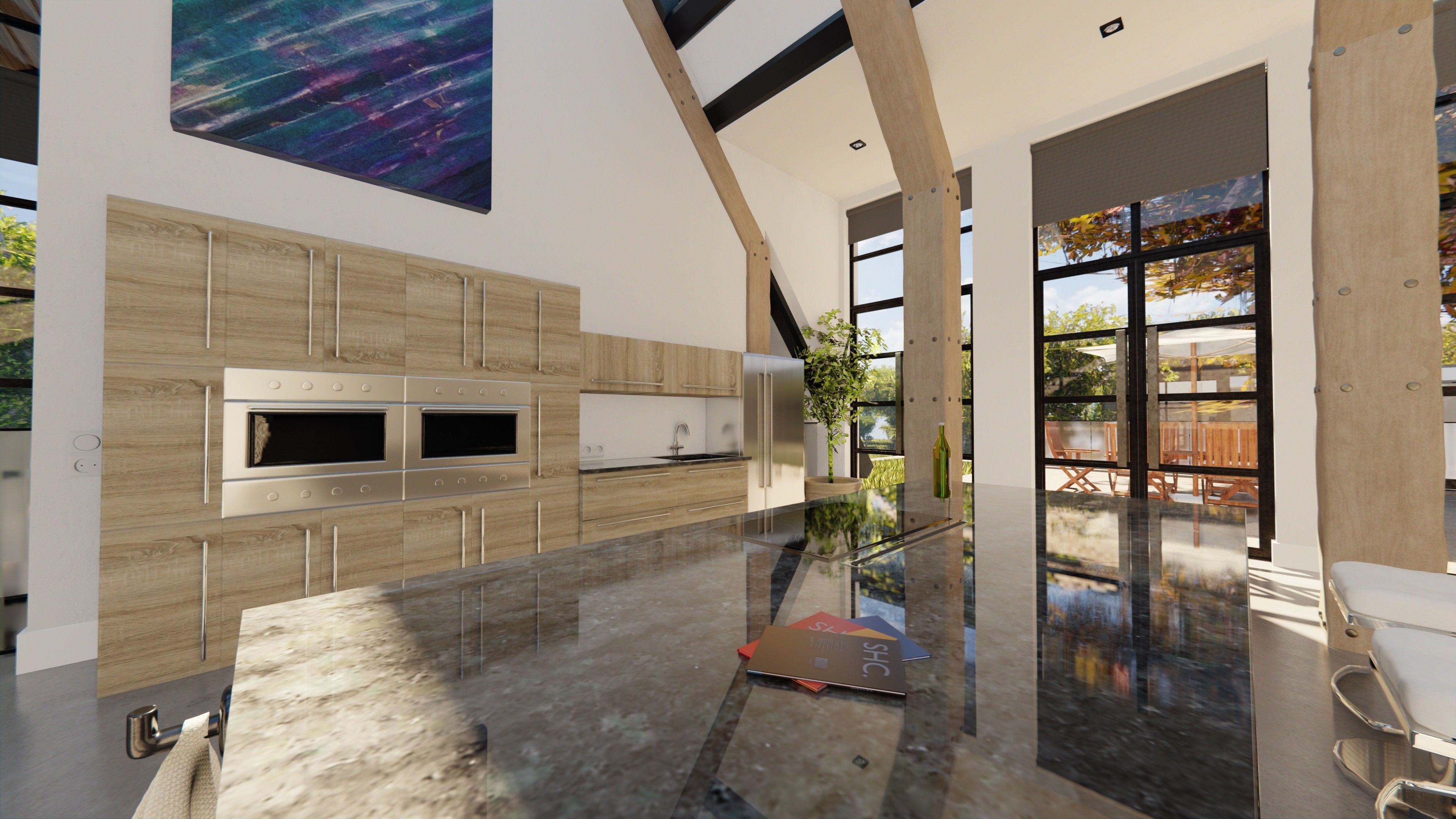 Blender Eevee Modern Villa Low-poly 3D model_32