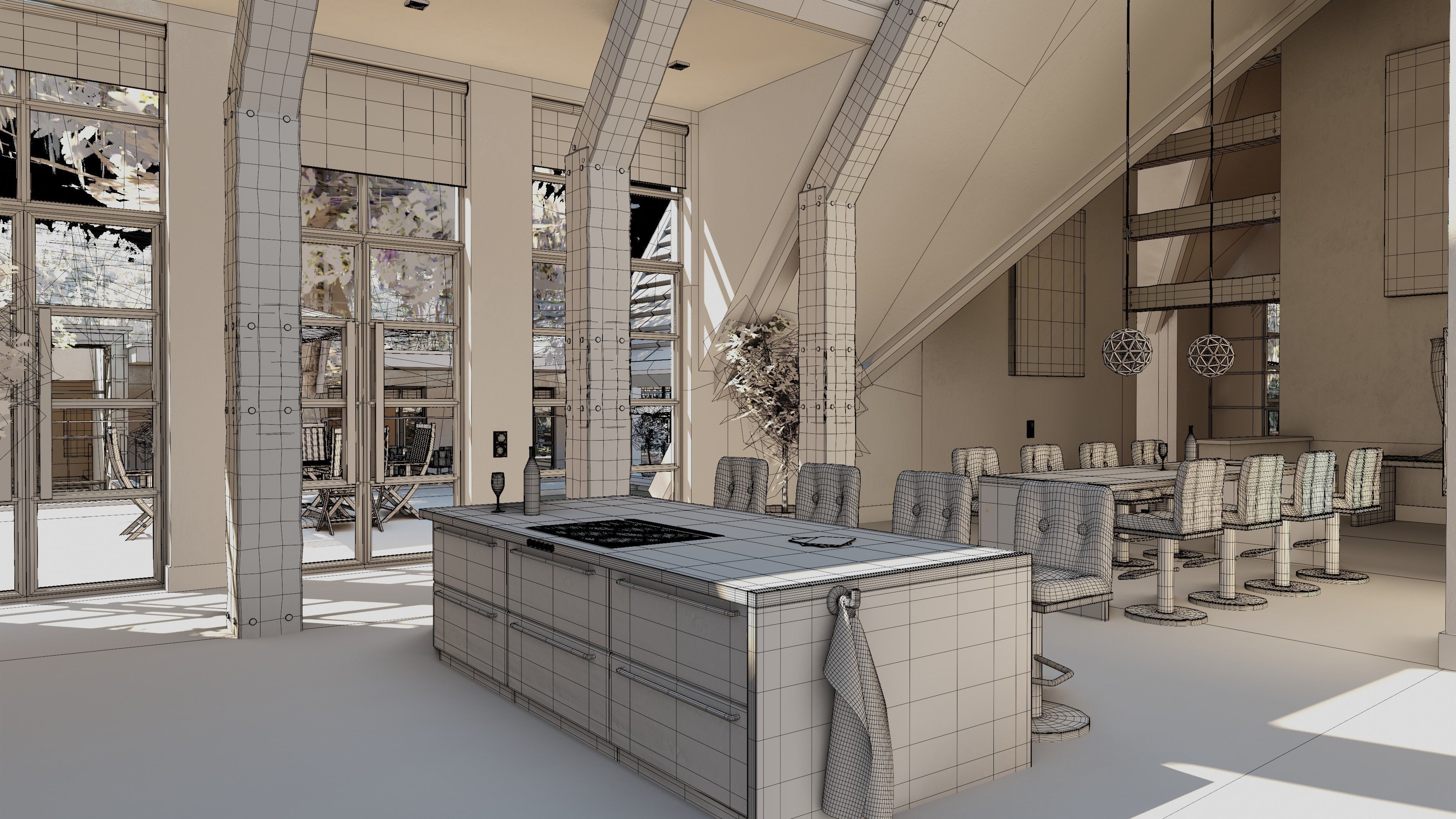 Blender Eevee Modern Villa Low-poly 3D model_43