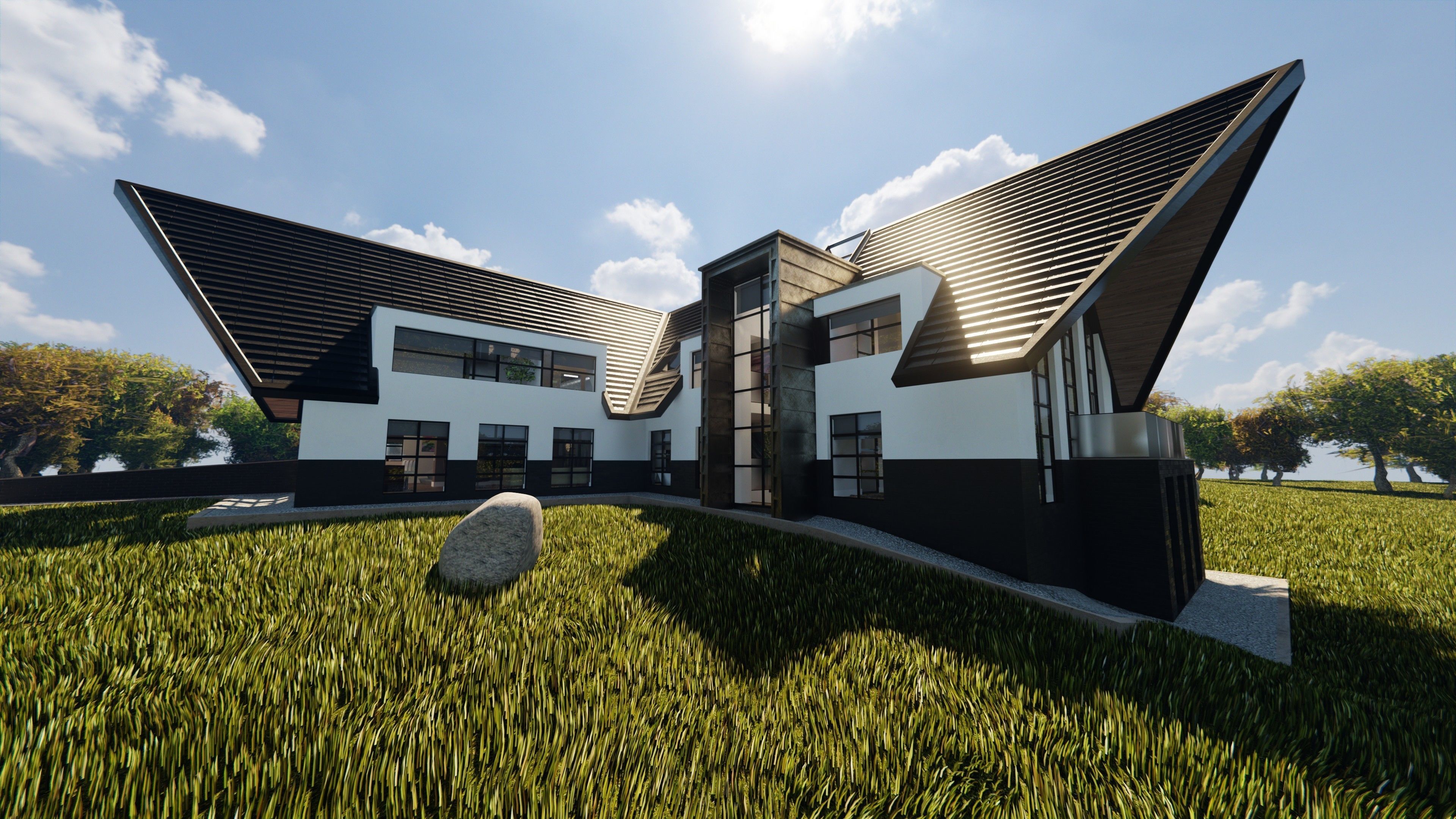 Blender Eevee Modern Villa Low-poly 3D model_5