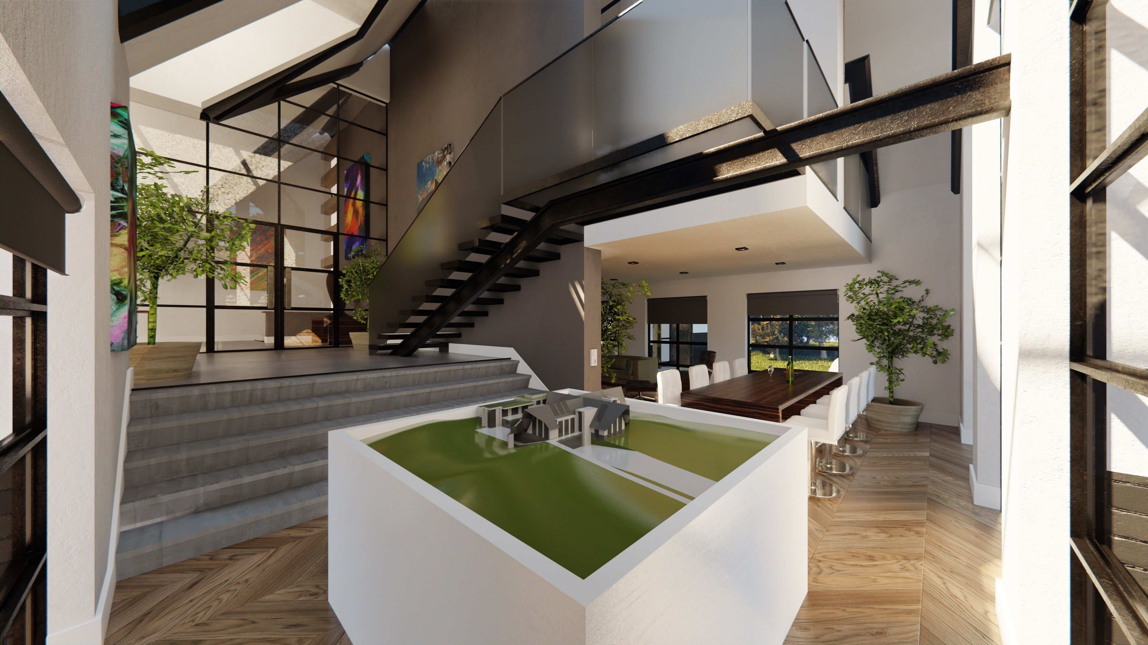 Blender Eevee Modern Villa Low-poly 3D model_22