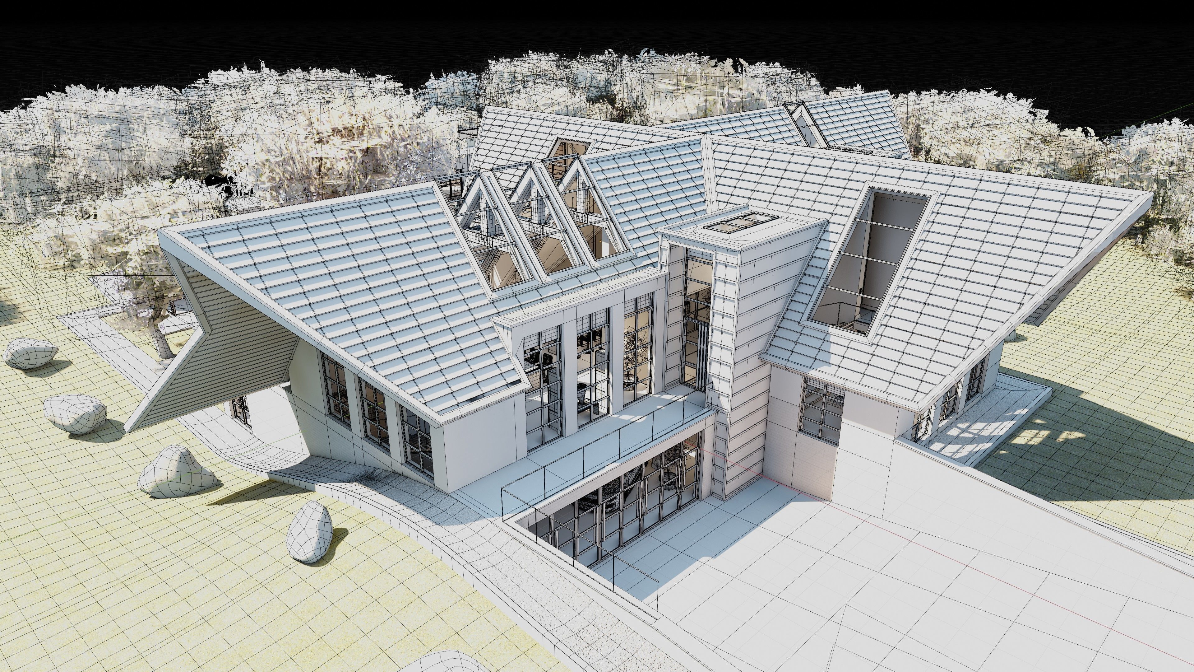 Blender Eevee Modern Villa Low-poly 3D model_42