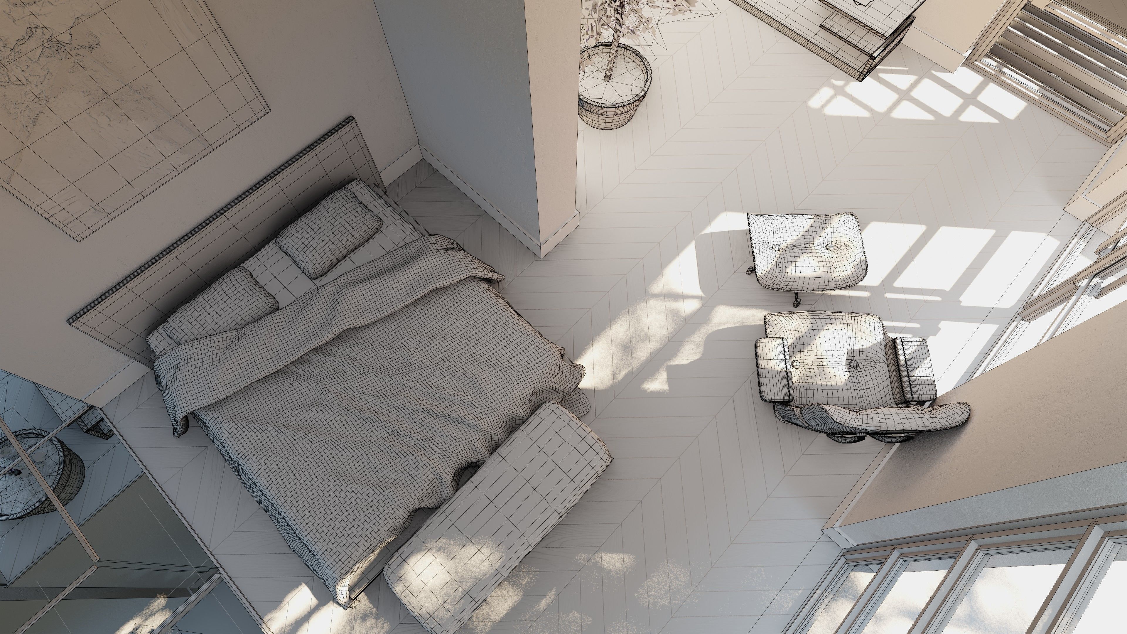 Blender Eevee Modern Villa Low-poly 3D model_45
