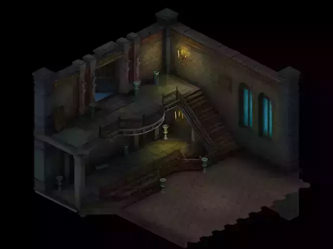 stairs inside castle 3D model