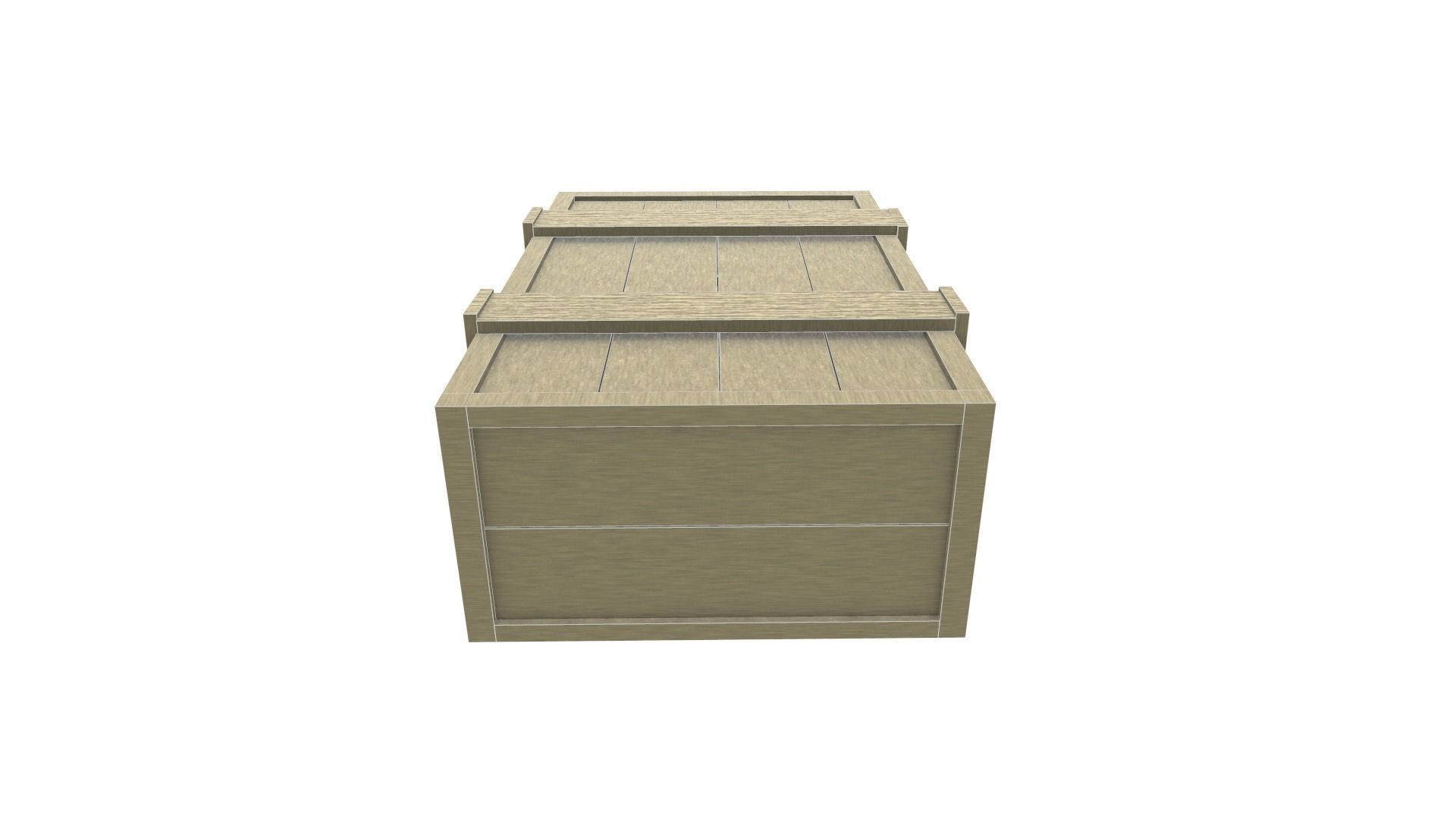 Low Poly Wooden Crate 5 Low-poly 3D model_9