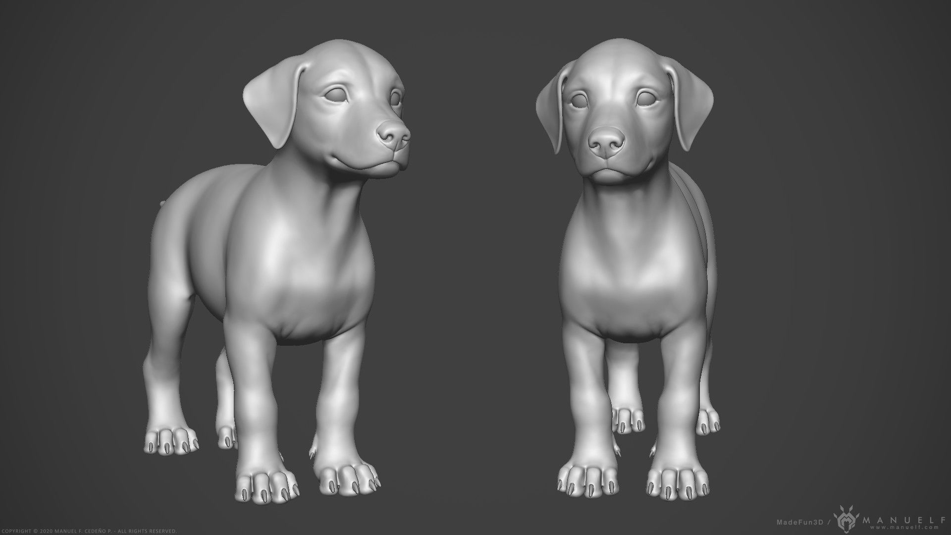 Dog Puppy - Highpoly Sculpture 3D model_1