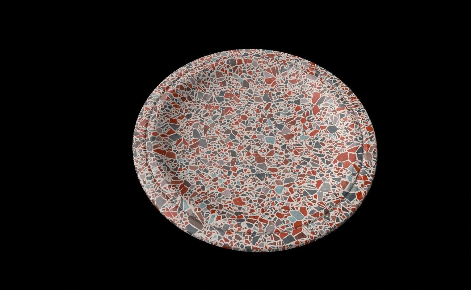 Terrazzo Set bowl with orange speckles 3D model_6