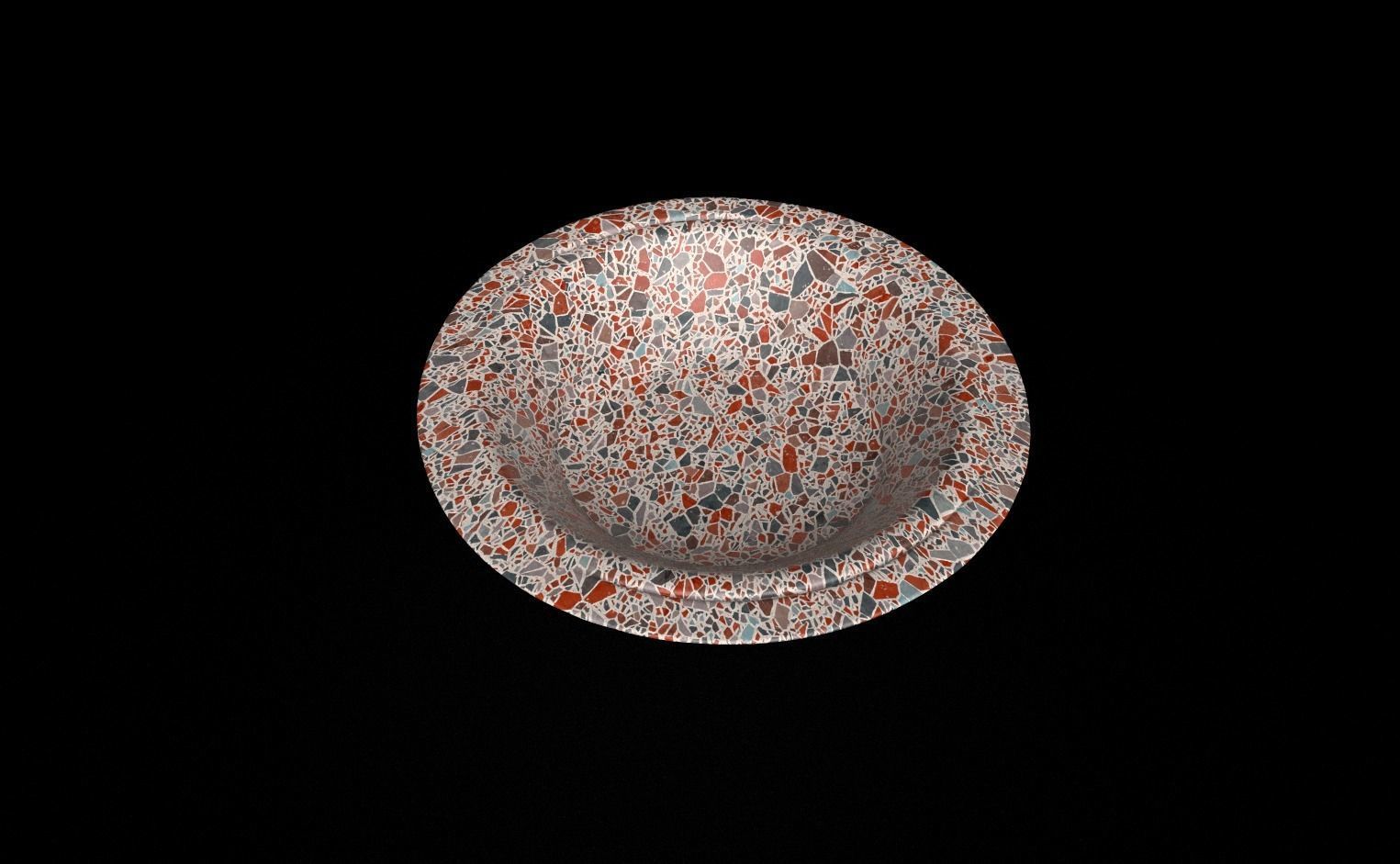 Terrazzo Set bowl with orange speckles 3D model_4