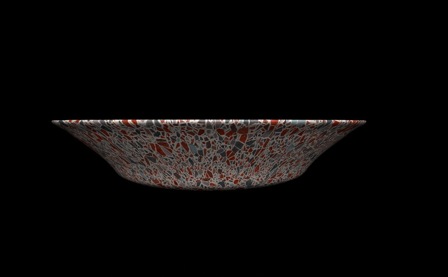 Terrazzo Set bowl with orange speckles 3D model_5