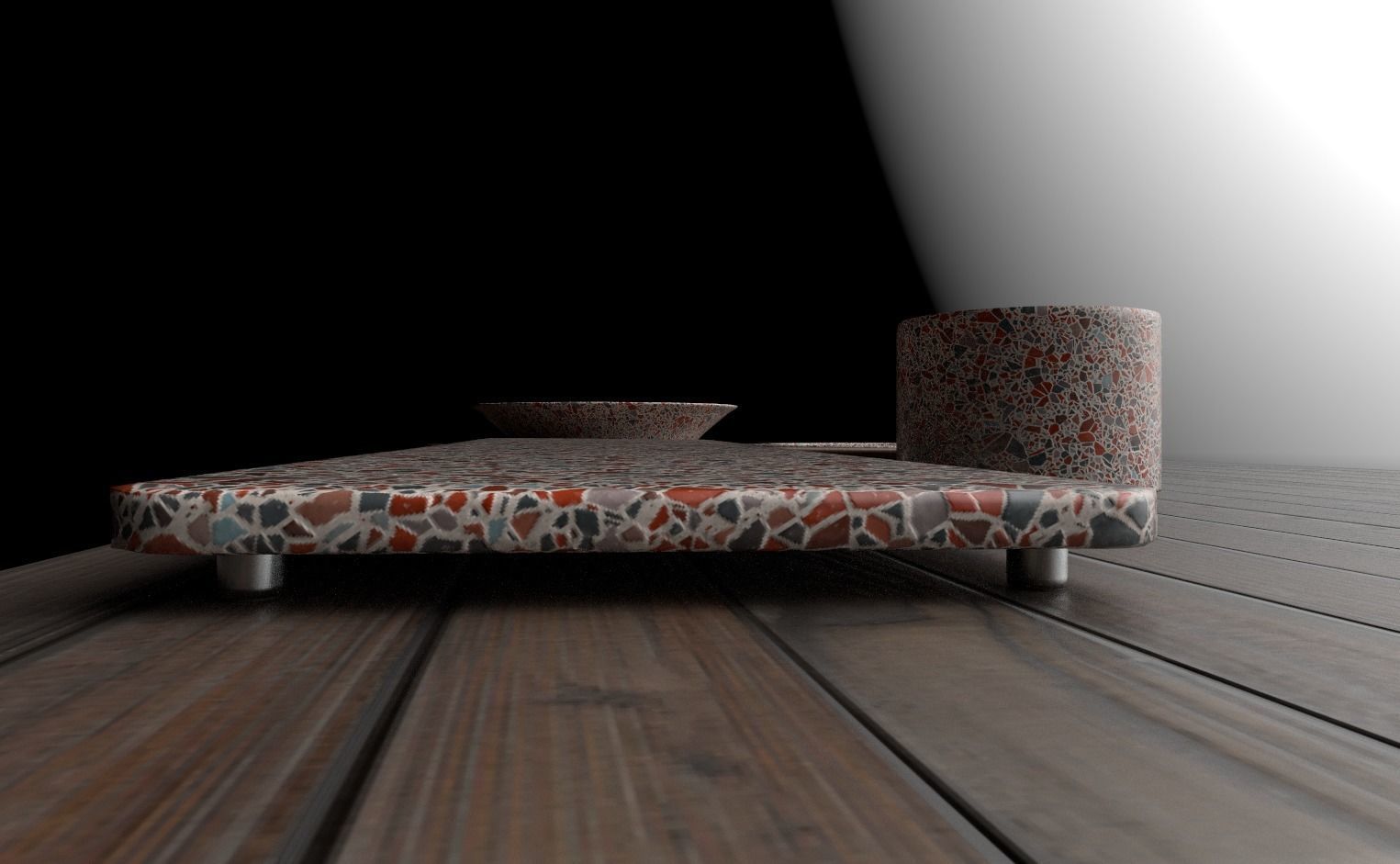 Terrazzo Set bowl with orange speckles 3D model_3
