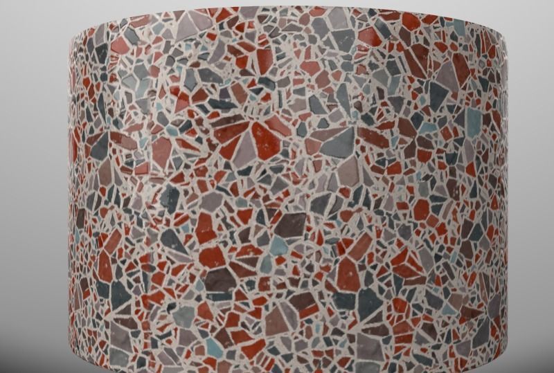 Terrazzo Set bowl with orange speckles 3D model_10