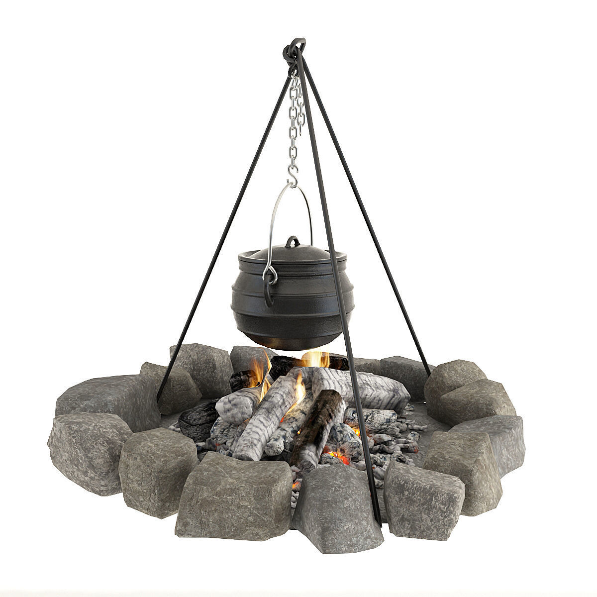 Bonfire and bowler 3D model_4