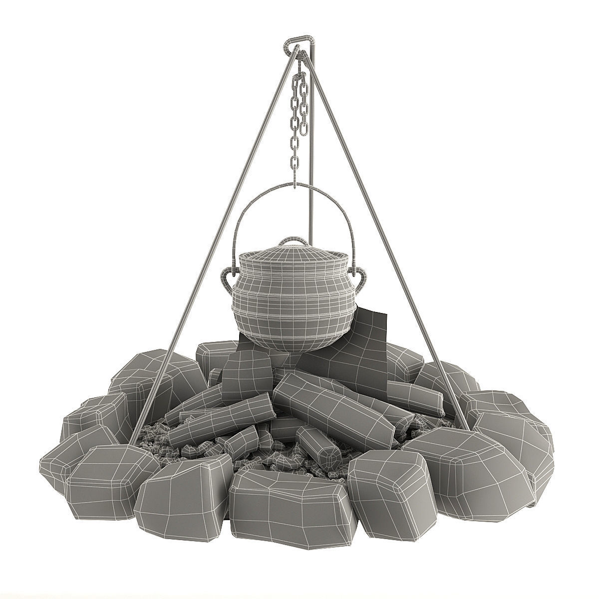 Bonfire and bowler 3D model_1