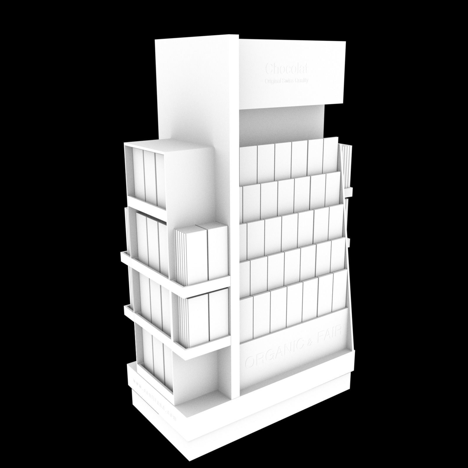 Chocolate Innovative  Cardboard Display Stand  3D model_4