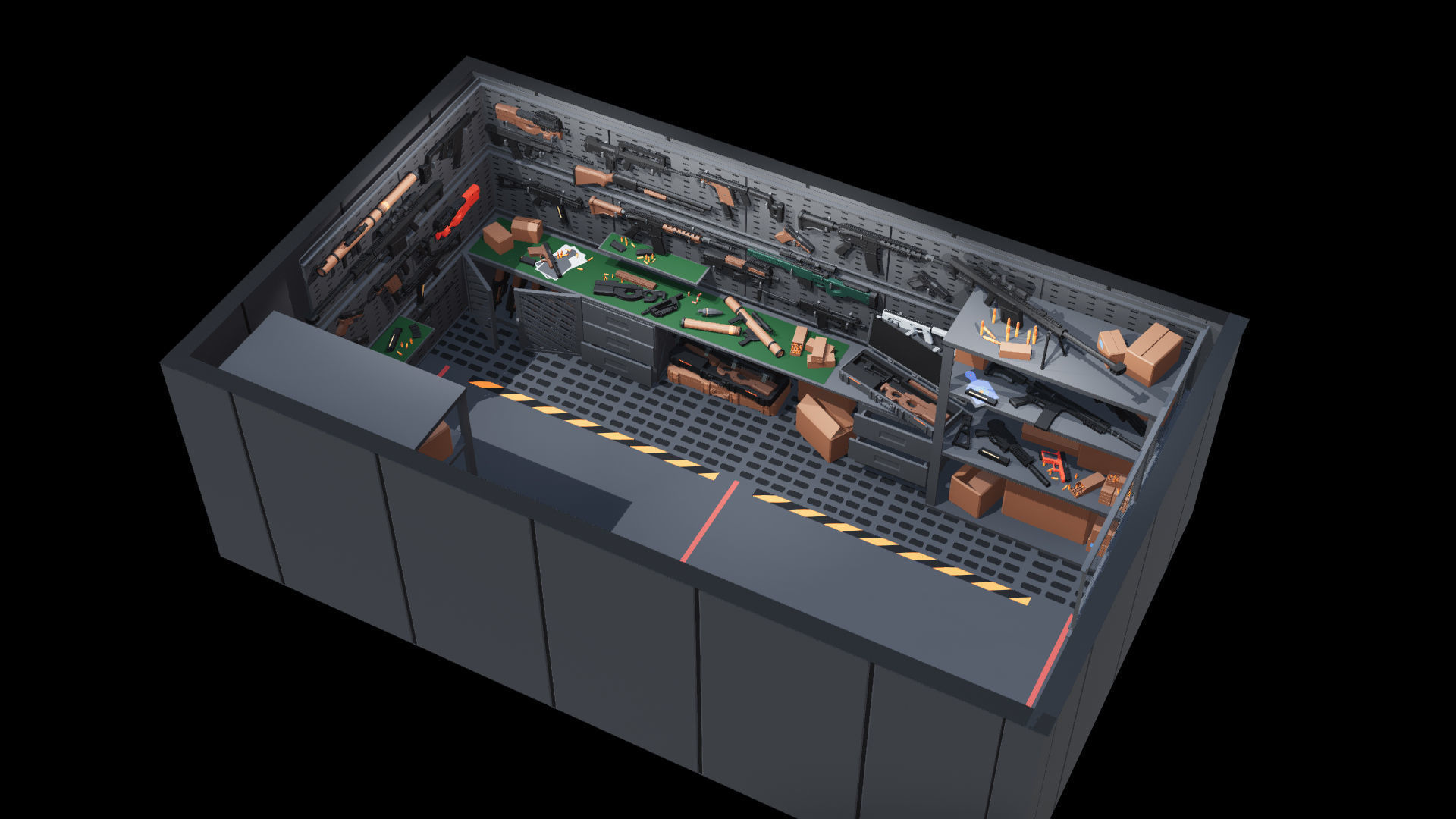Poligonal Weapon Rack Low-poly 3D model_13