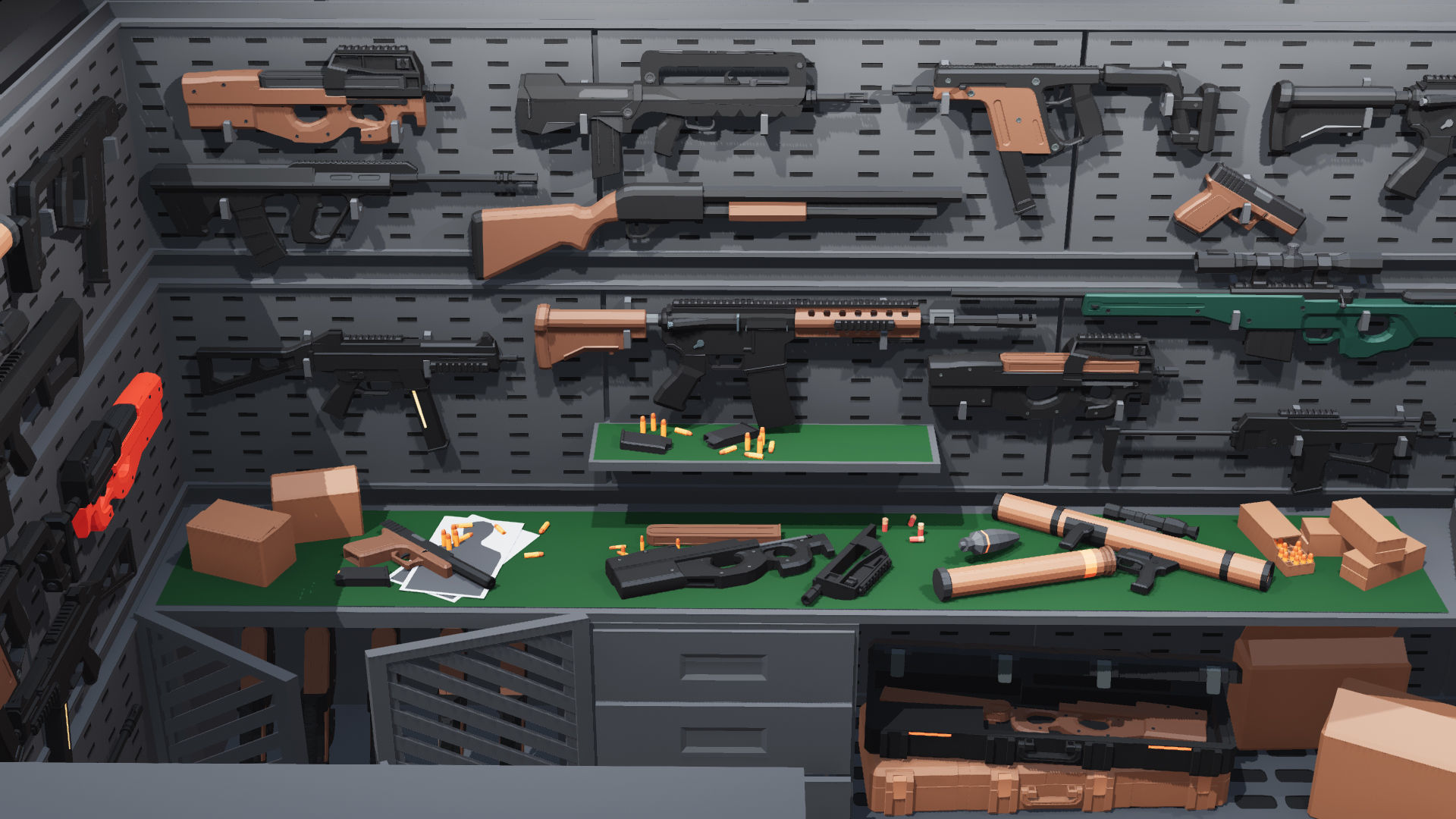 Poligonal Weapon Rack Low-poly 3D model_32