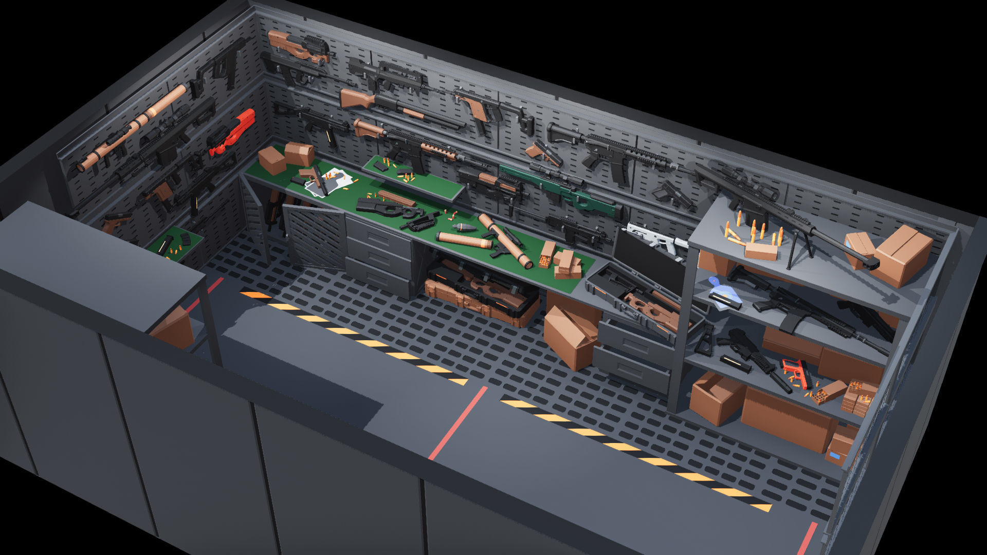 Poligonal Weapon Rack Low-poly 3D model_14