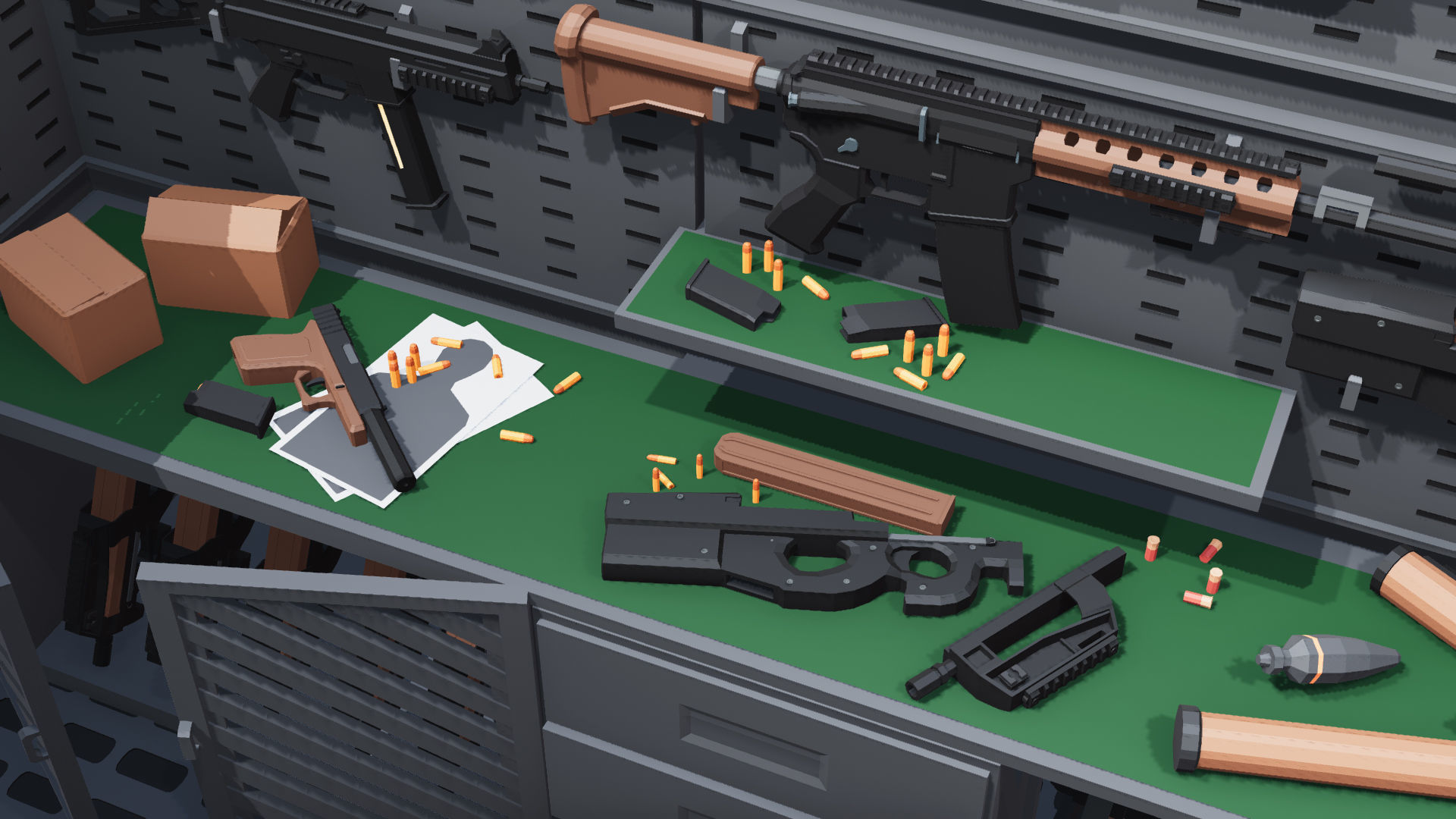Poligonal Weapon Rack Low-poly 3D model_7